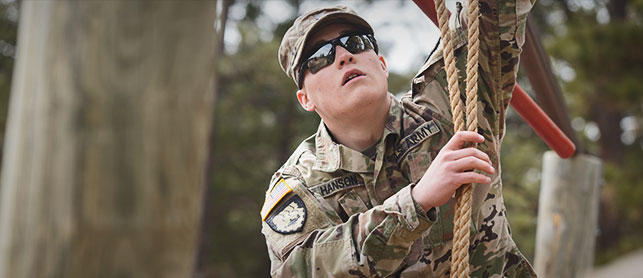 Military Science ROTC Man in Sunglasses with Rope