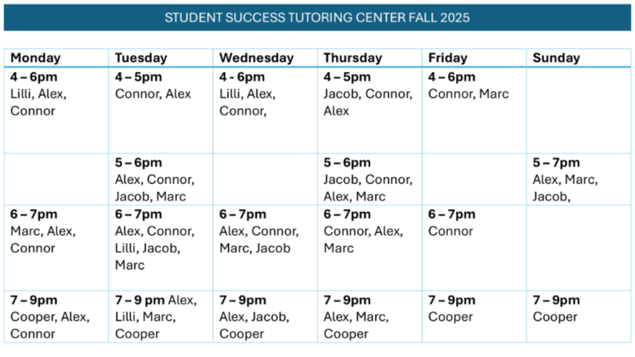 Tutor Schedule Image