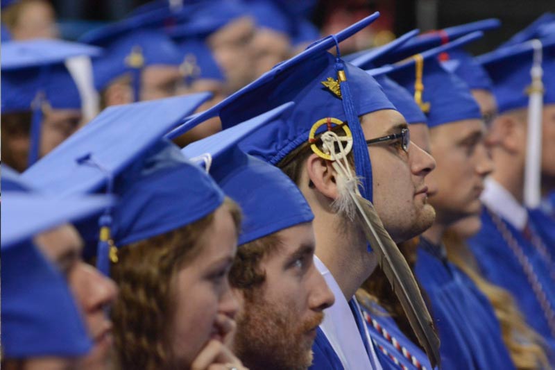 Graduates sitting at commencement ceremony