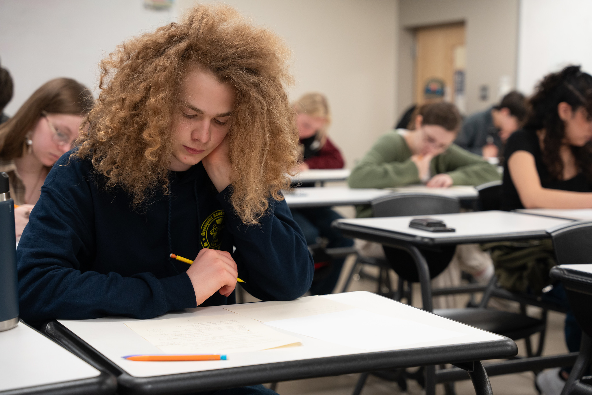 Students studying in classroom.
