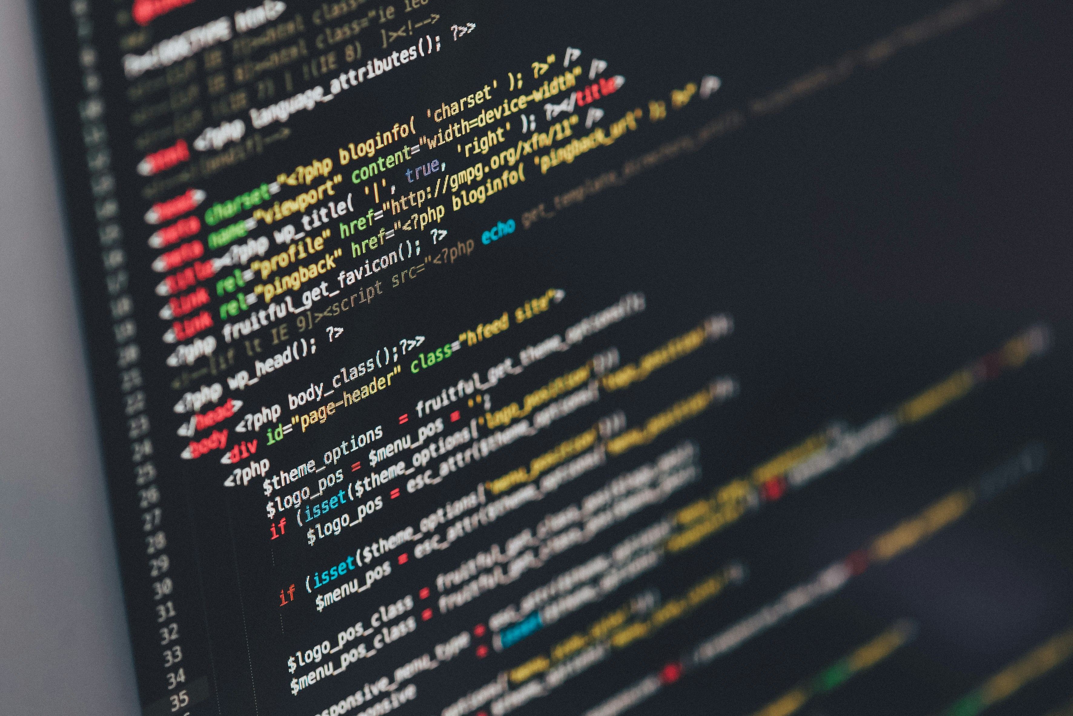 Programming codes on computer screen.