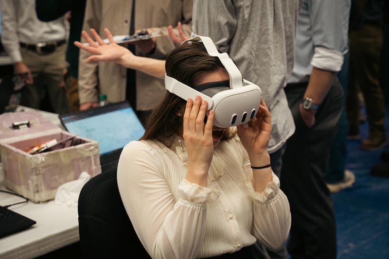 Student using VR headset