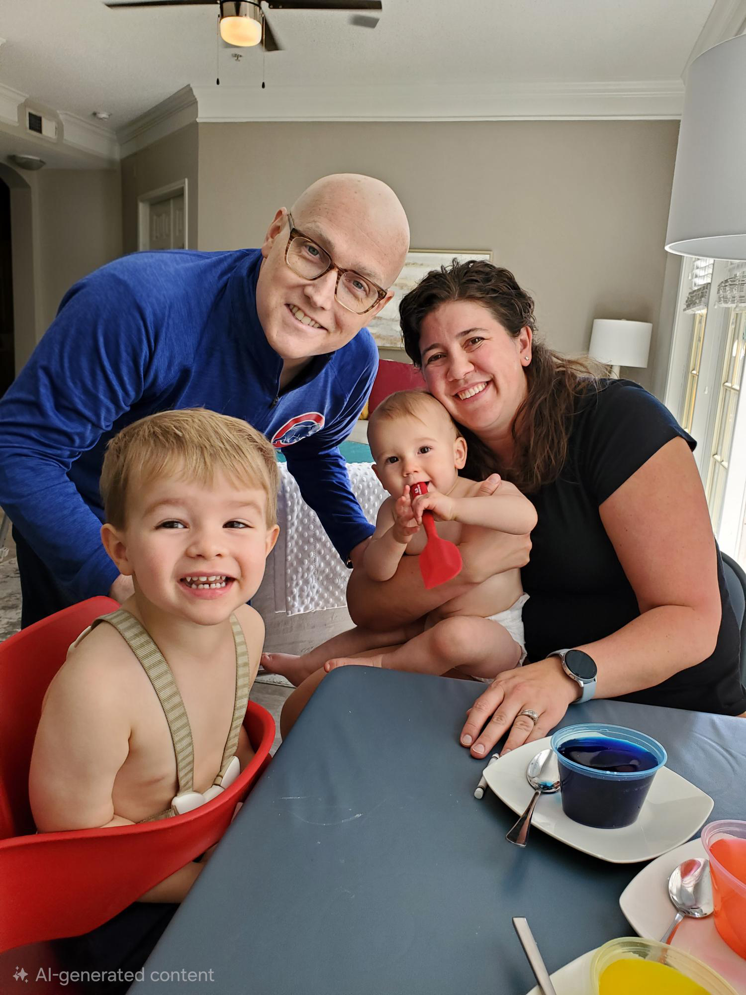 David Burnett and his wife Cori, both 2005 South Dakota Mines alum, and their boys, less than a year after David was diagnosed with chronic myelomonocytic leukemia