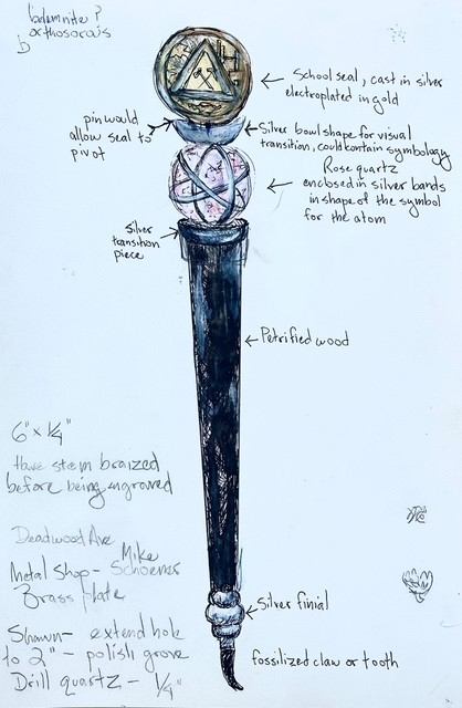 In 2004, Deborah Mitchell, associate professor emerita of humanities at Mines, sketched a design for the first South Dakota Mines ceremonial mace.