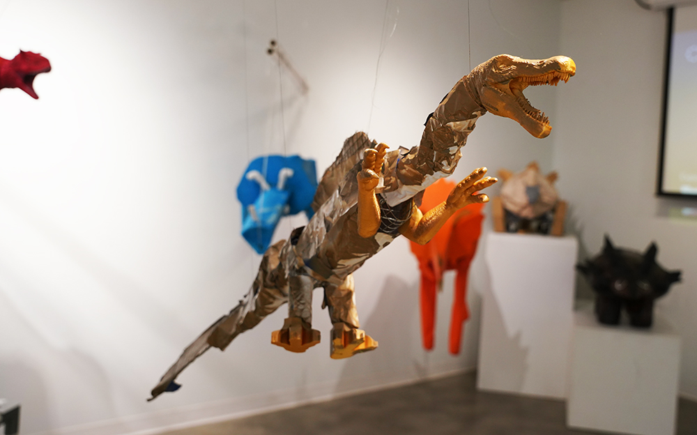 The creatures are now on display in the Apex Gallery in the university’s Classroom Building. The project is part of the freshman introduction to mechanical engineering course taught by Cristian Vargas Ordóñez, Ph.D., assistant professor in the Leslie A. Rose Department of Mechanical Engineering.