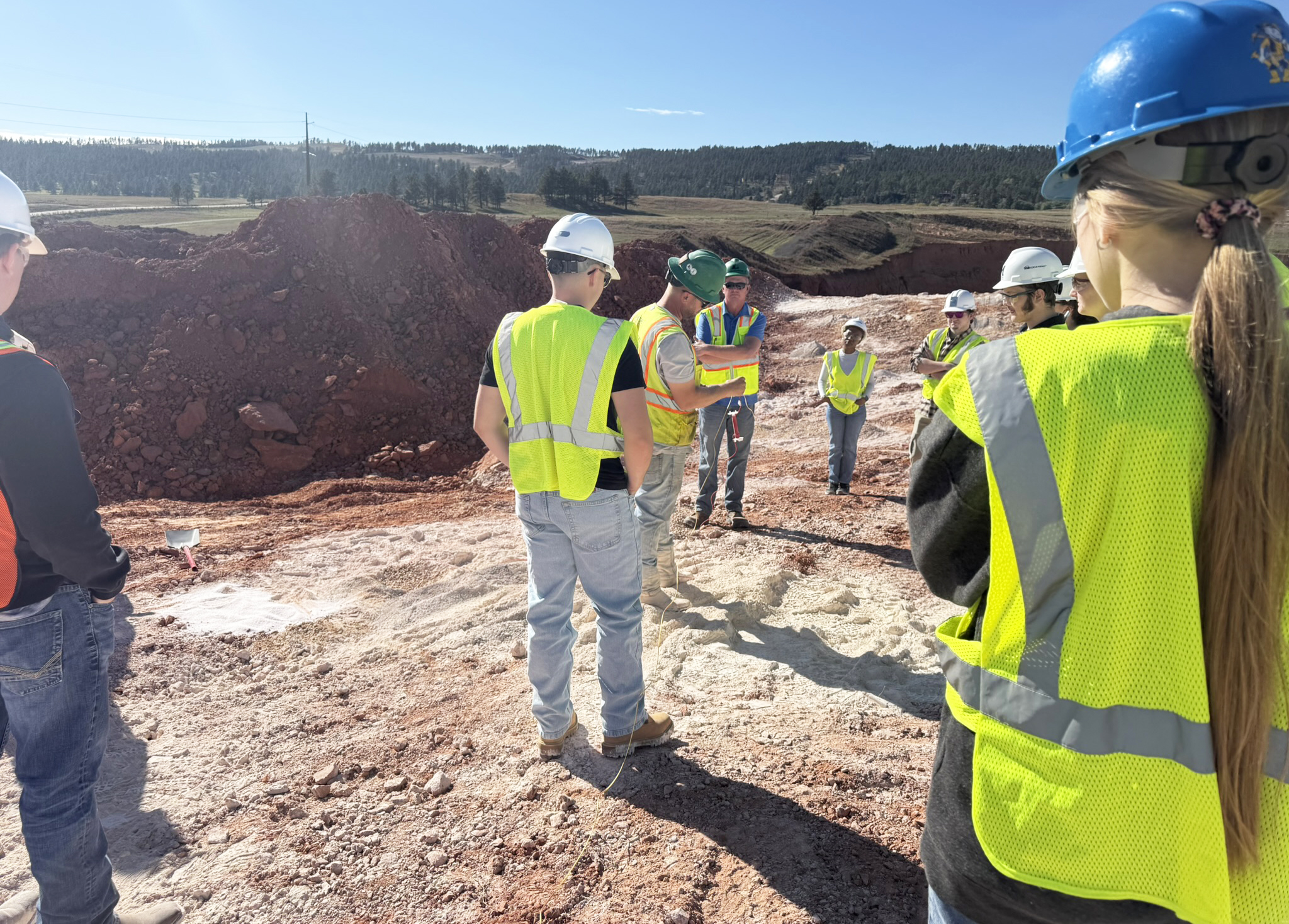 Andrea Brickey, Ph.D., professor of mining engineering and management at South Dakota Mines, recently took students on a field trip to Pete Lien’s Black Hawk quarry. 
