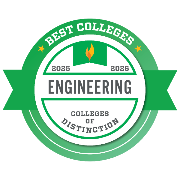 Best Colleges for Engineering 2025-2026 award badge from Colleges of Distinction.