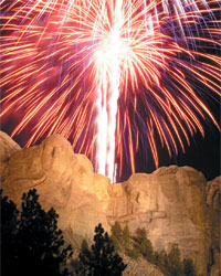 Fireworks over Mt Rushmore