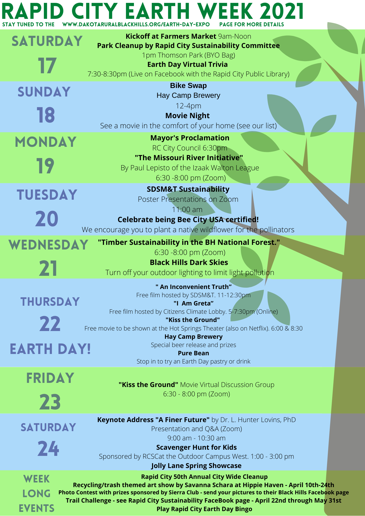 Earth Week Schedule of Events