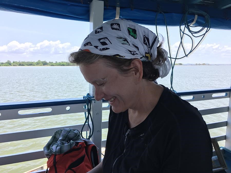 Laurie Anderson on a boat