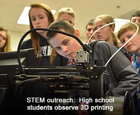 Students observe 3D printing